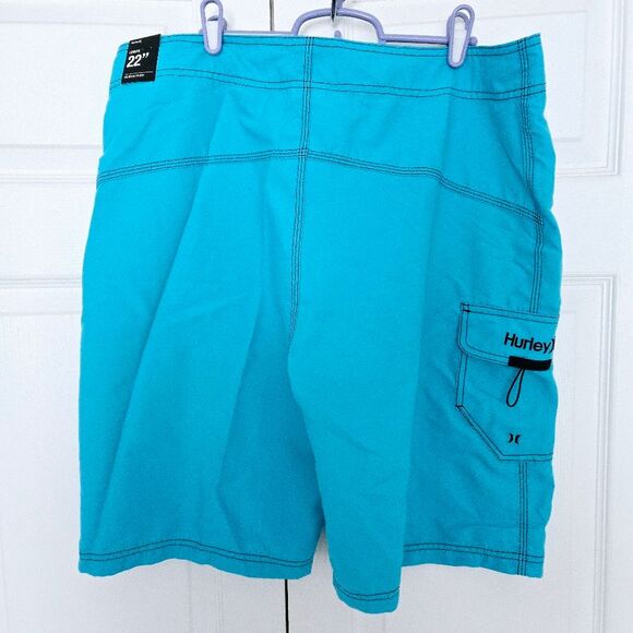 Hurley Mens One & Only 22 Inch Boardshorts Size 36 Bright Cyan Blue Swim Trunks - Picture 2 of 12